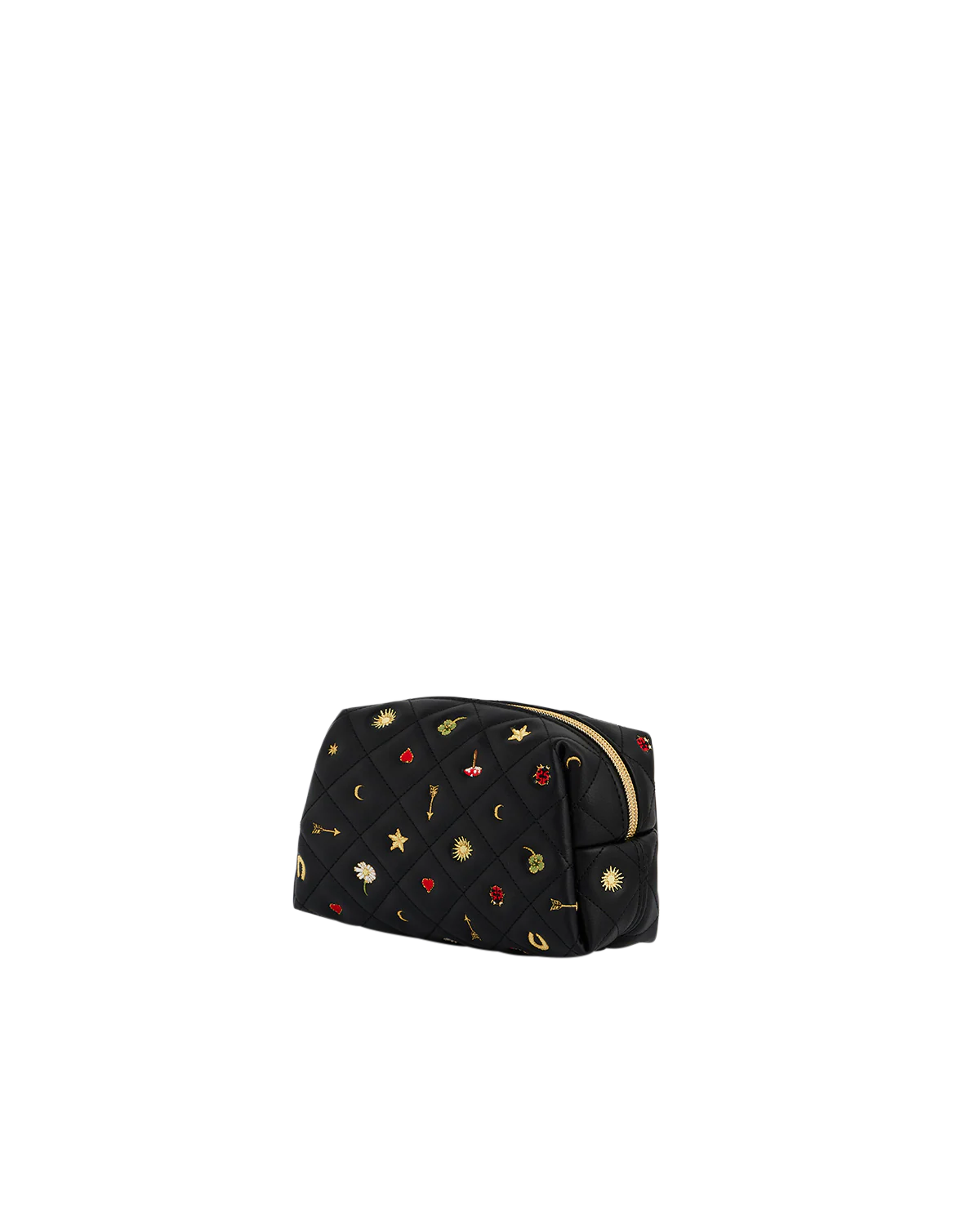 Black Quilted Celestial Embroidered Pouch - Image 5