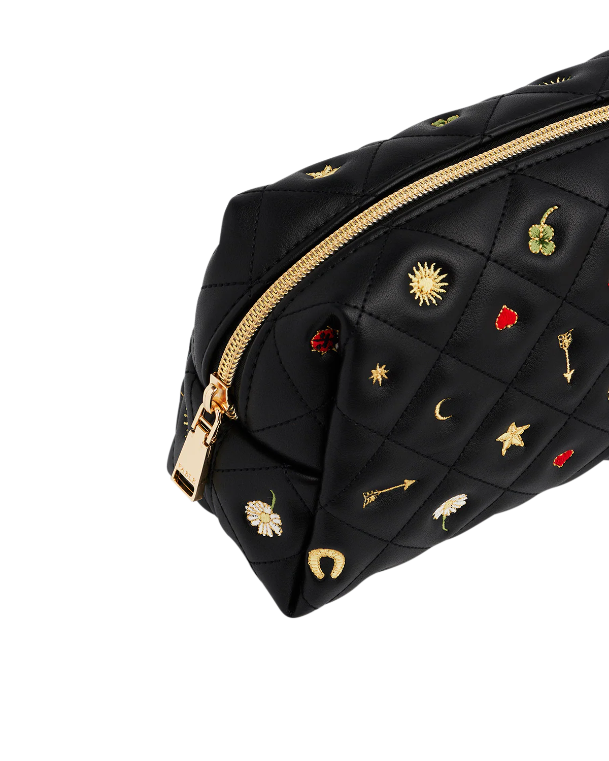 Black Quilted Celestial Embroidered Pouch - Image 6