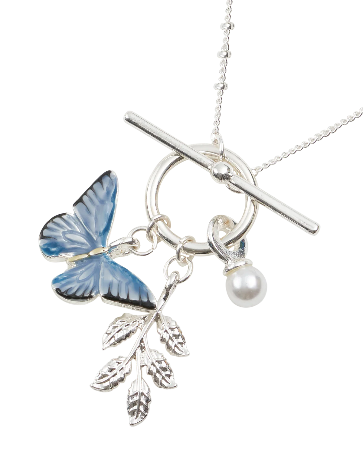 Blue Butterfly Silver Necklace - Image 4