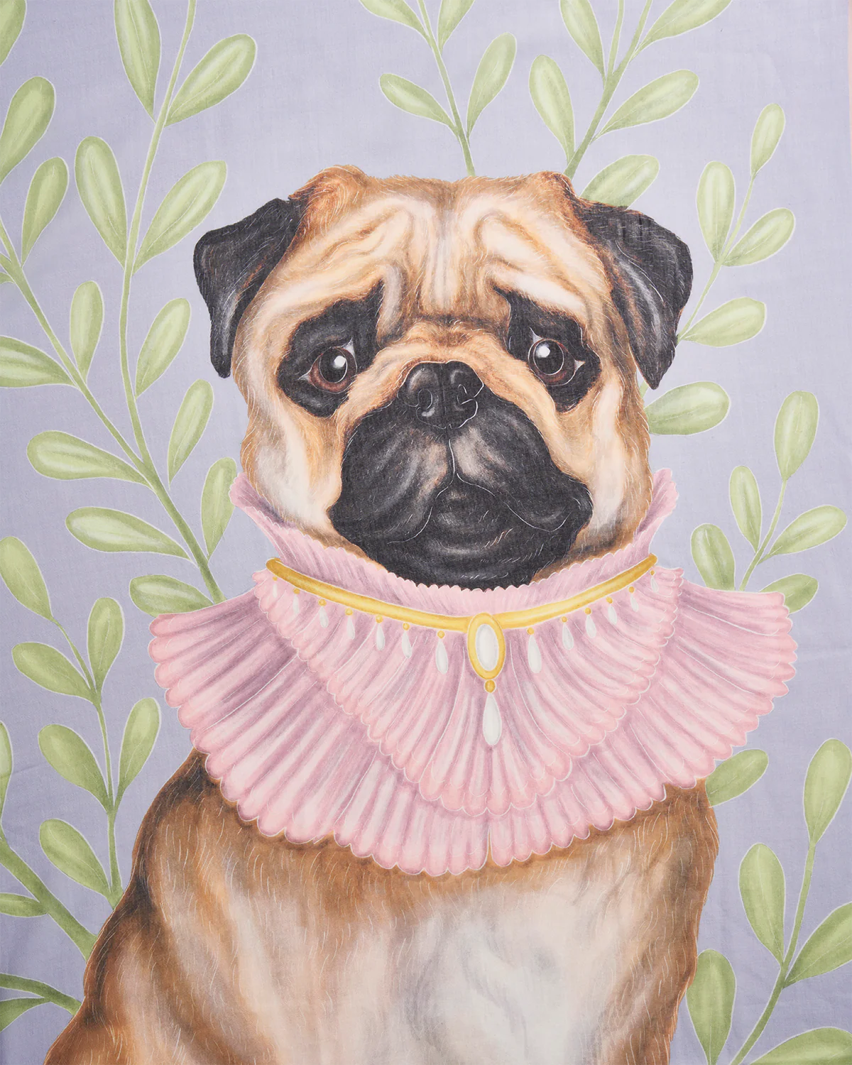 Catherine Rowe Pet Portraits Pug Blue Lightweight Scarf - Image 3