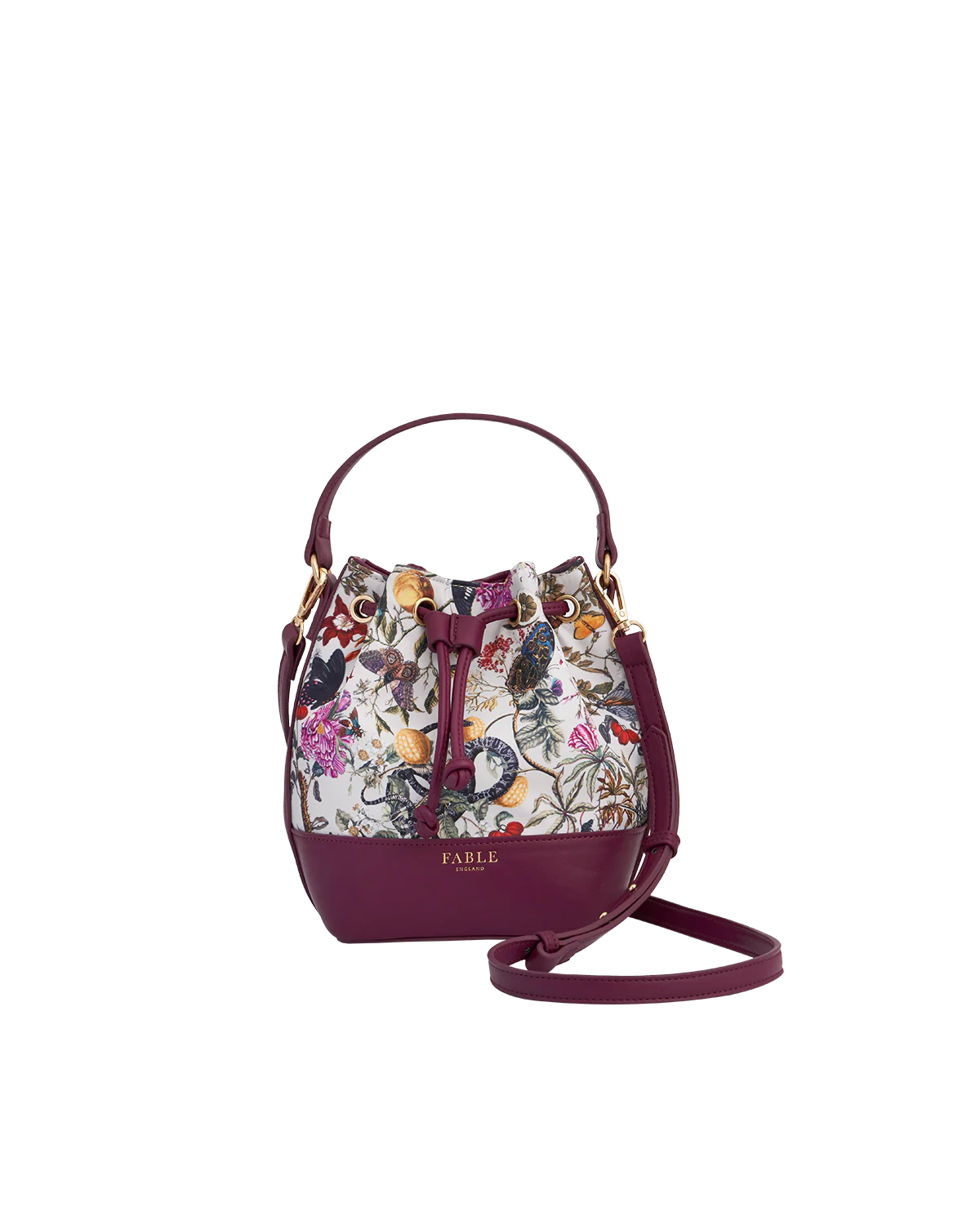 Floral Engravings Plum Bucket Bag - Image 4