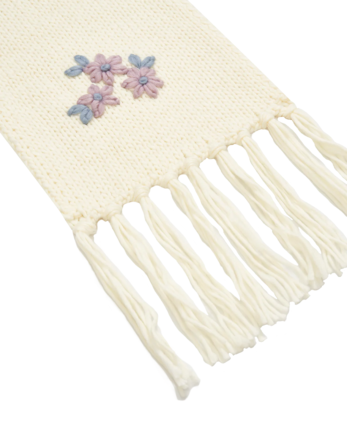 Forget-Me-Not Knitted Cream Scarf - Image 3