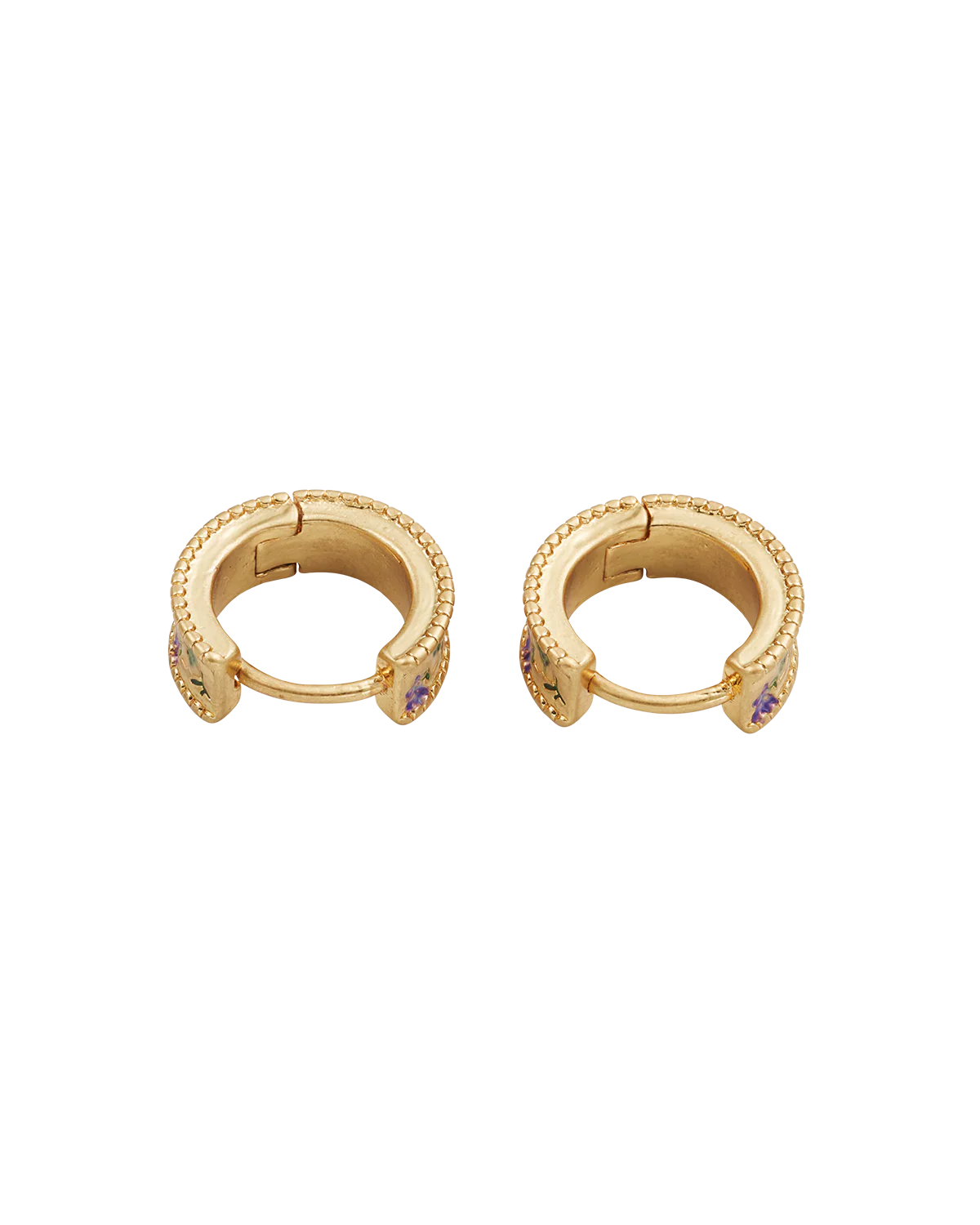 Gold Folksy Floral Huggie Earrings - Image 5