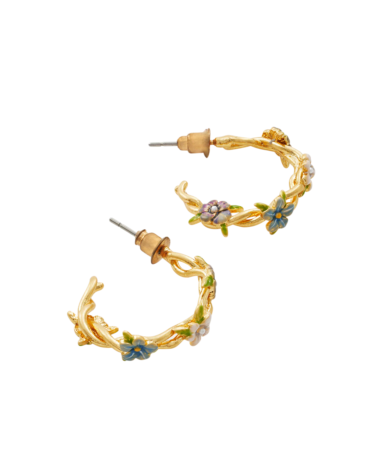Gold Wildflower Hoop Earrings - Image 3