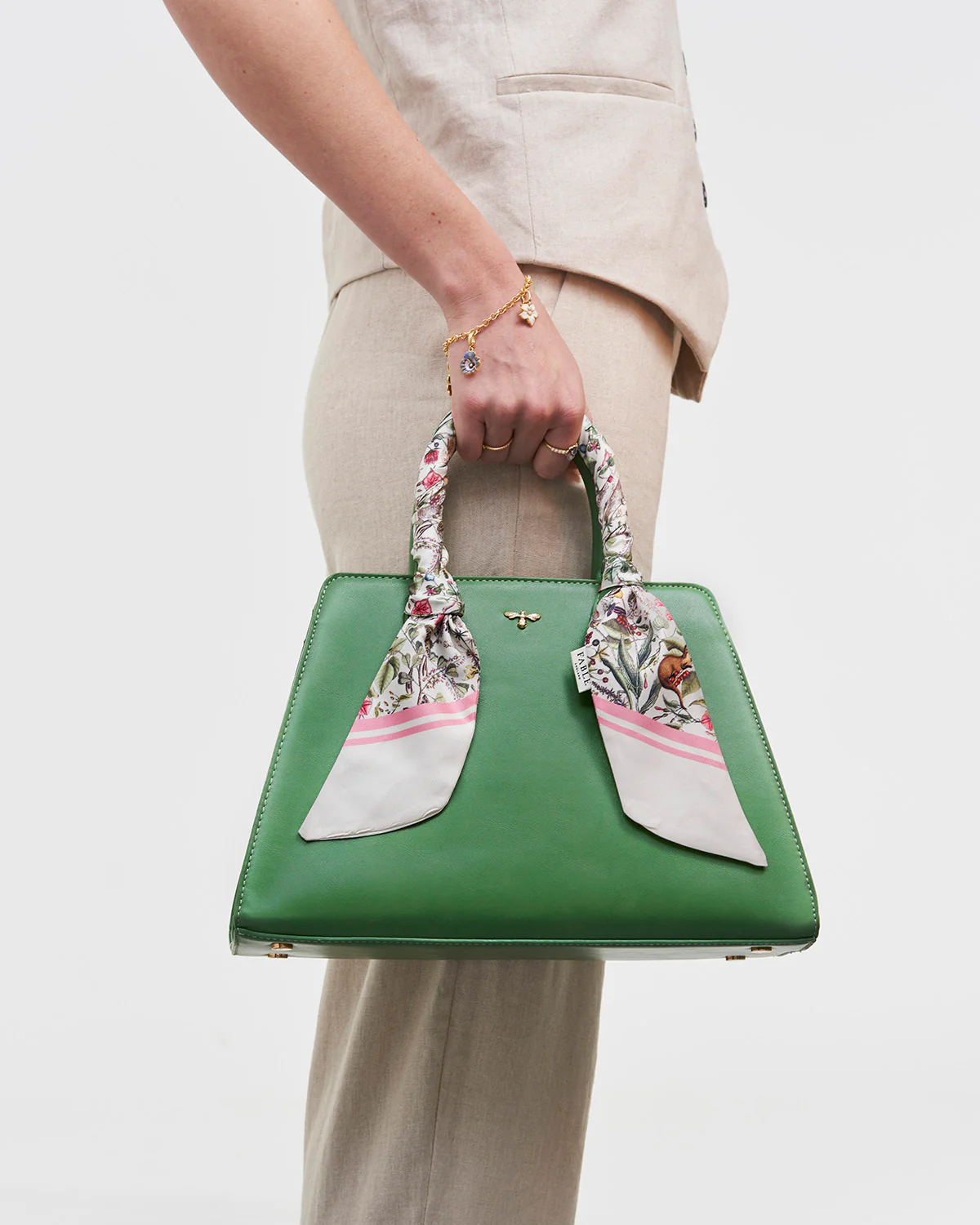 Green Garden Floral Structured Tote Bag Medium - Image 2