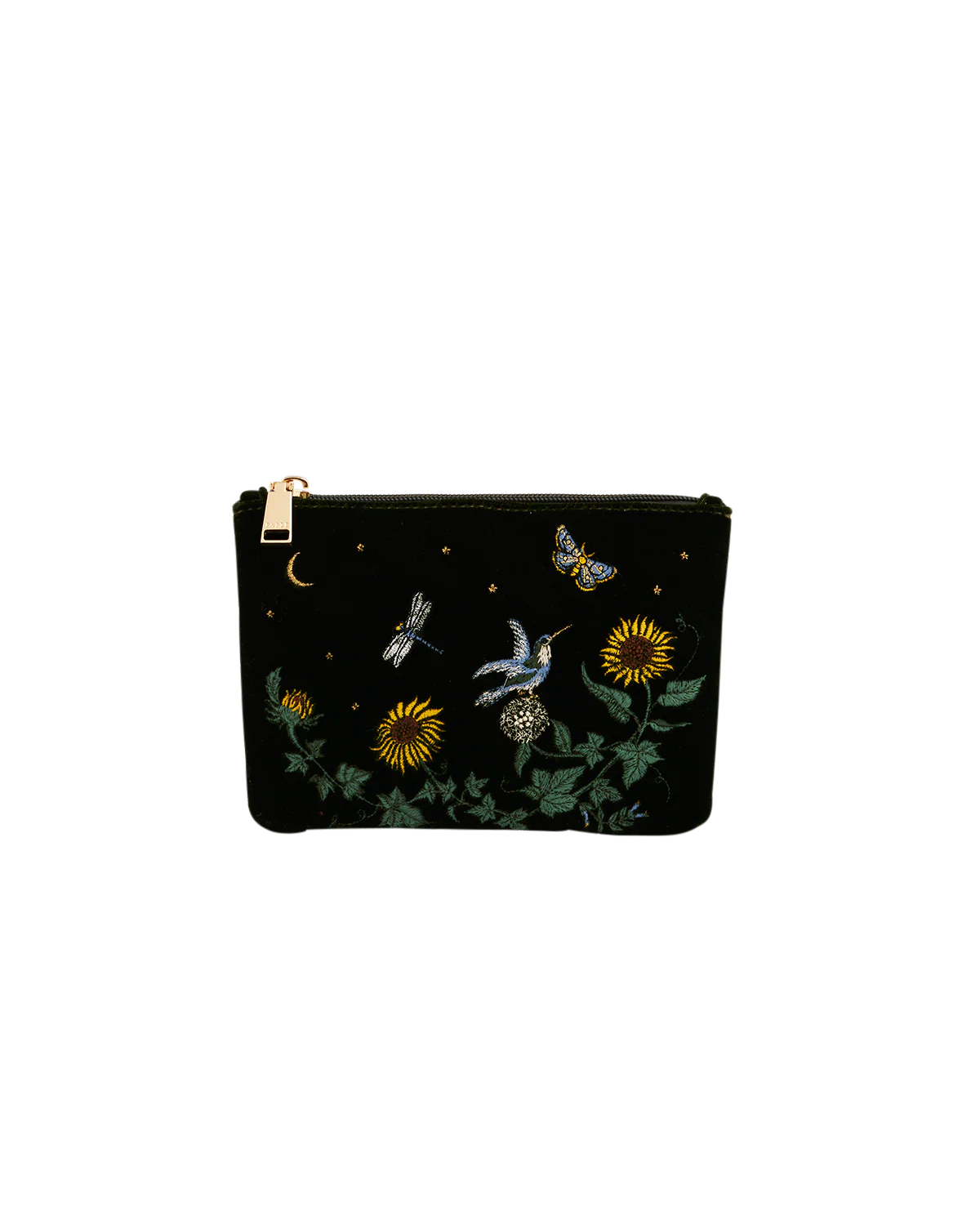 Green Sunflower Velvet Embroidered Pouch - Image 7