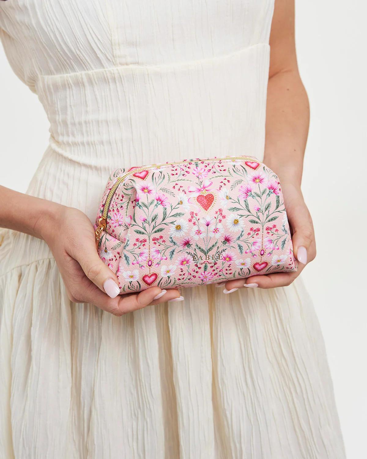 Penelope Floral Heart Pink Cosmetic Pouch - Image 2