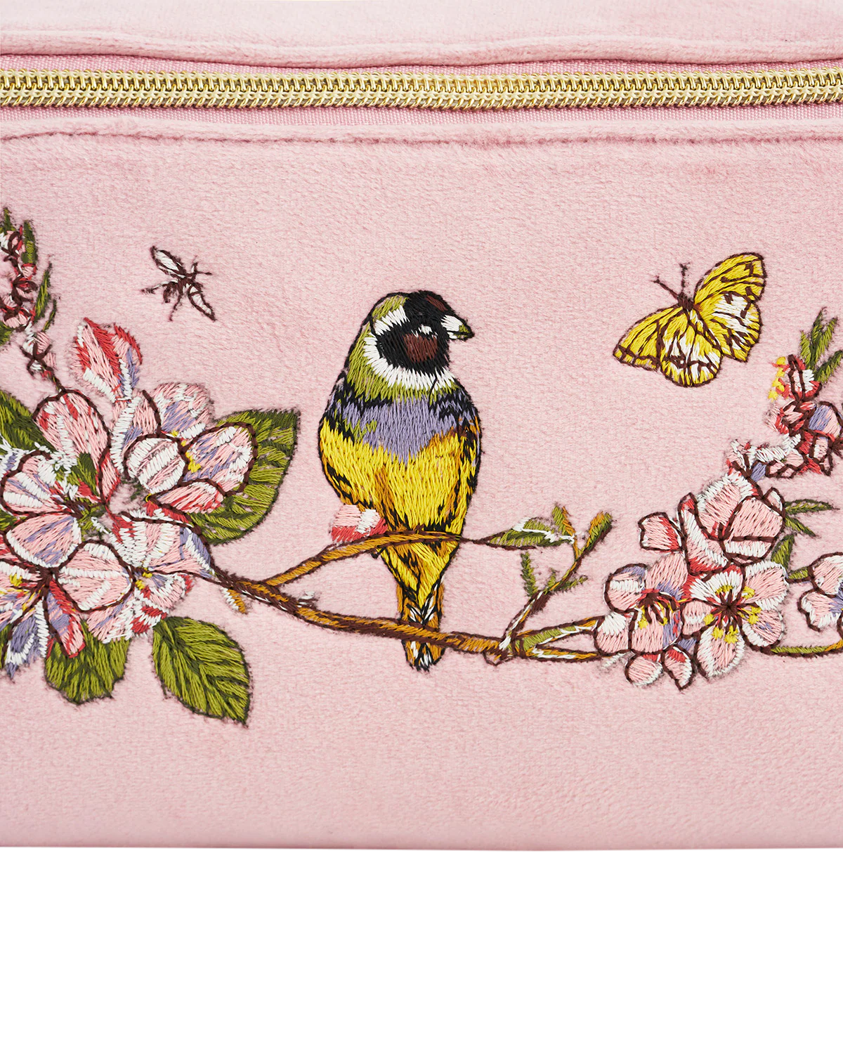 Pink Love Velvet Embroidered Cosmetic Pouch - Image 3