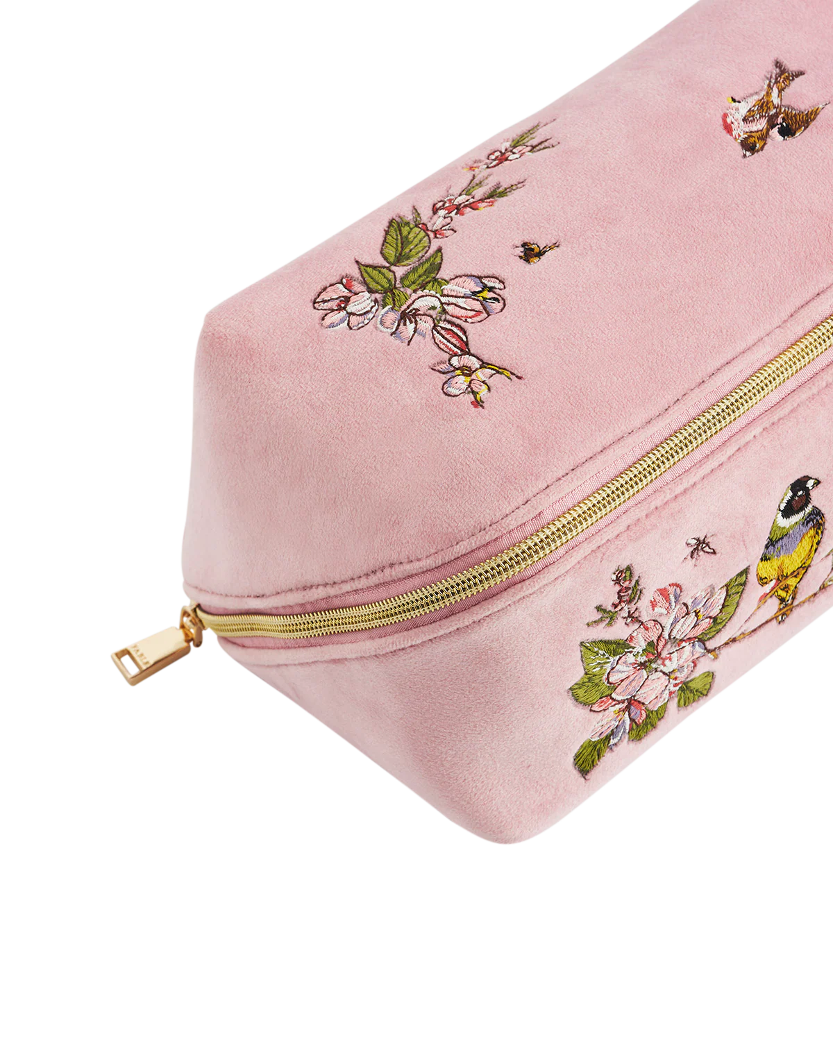 Pink Love Velvet Embroidered Cosmetic Pouch - Image 5