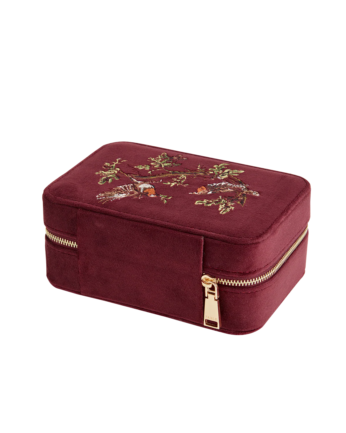 Robin Love Embroidered Large Jewellery Box Redcurrant Velvet - Image 5