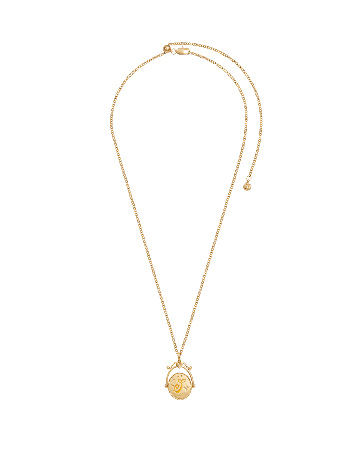 S Initial Sunflower Gold Spinner Necklace - Image 5