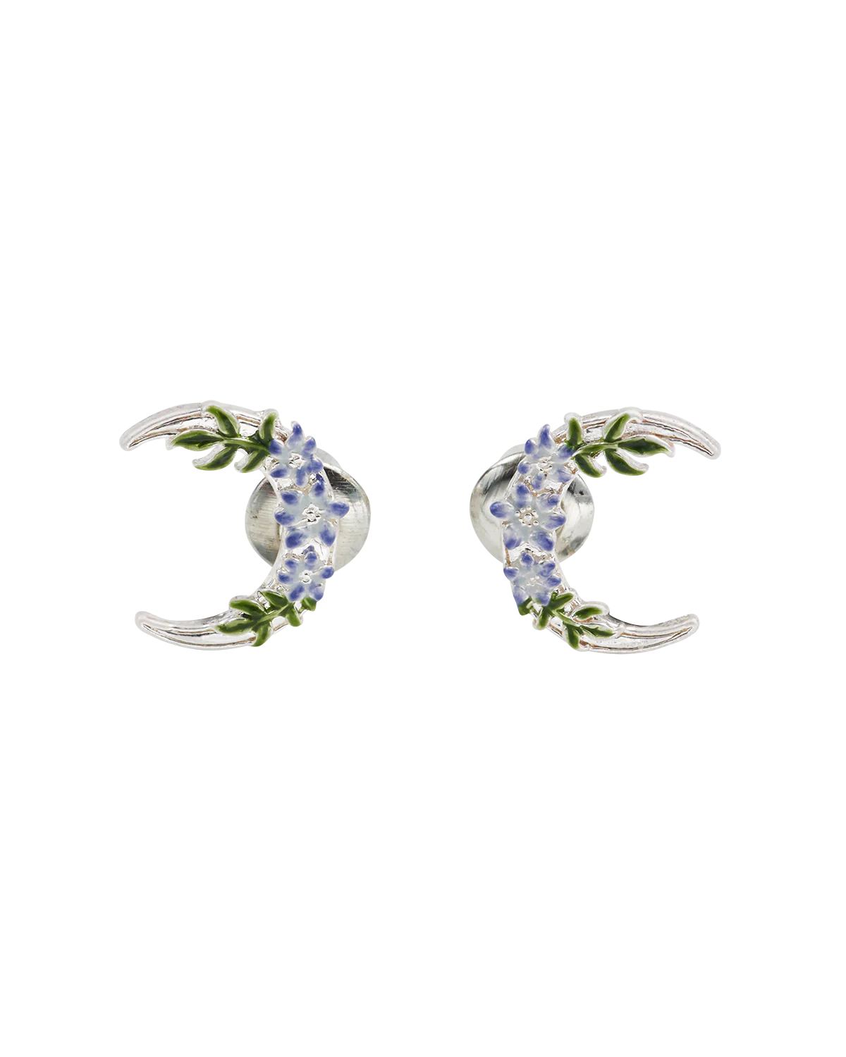 Silver Nightshade Moon Stud Earrings