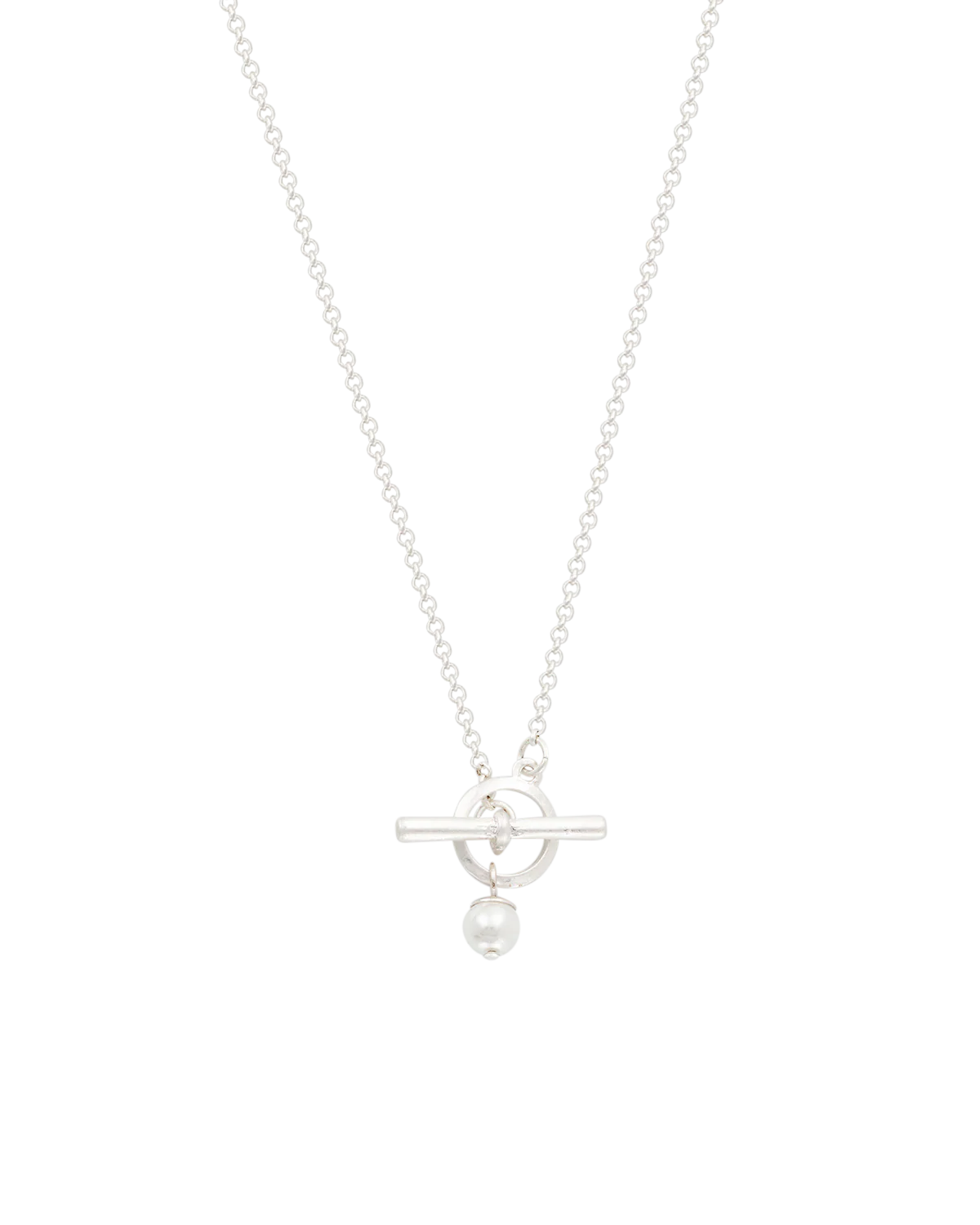 Silver Pansy & Pearl Toggle Necklace - Image 5