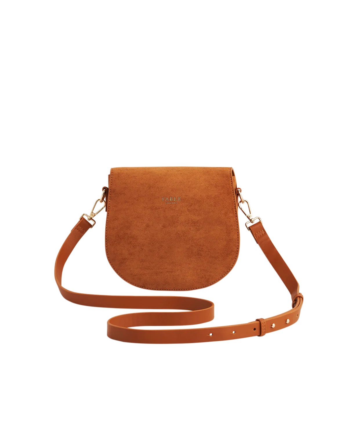 Tan Floral Faux Suede Embroidered Saddle Bag - Image 5