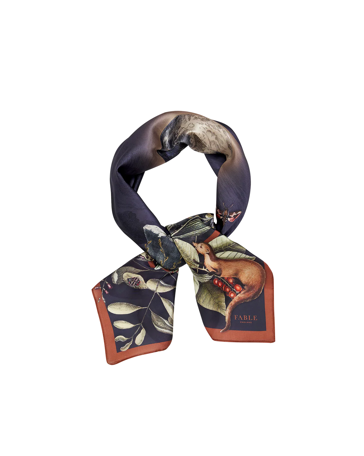 Navy Wolf Garden Narrative Square Scarf - Image 3