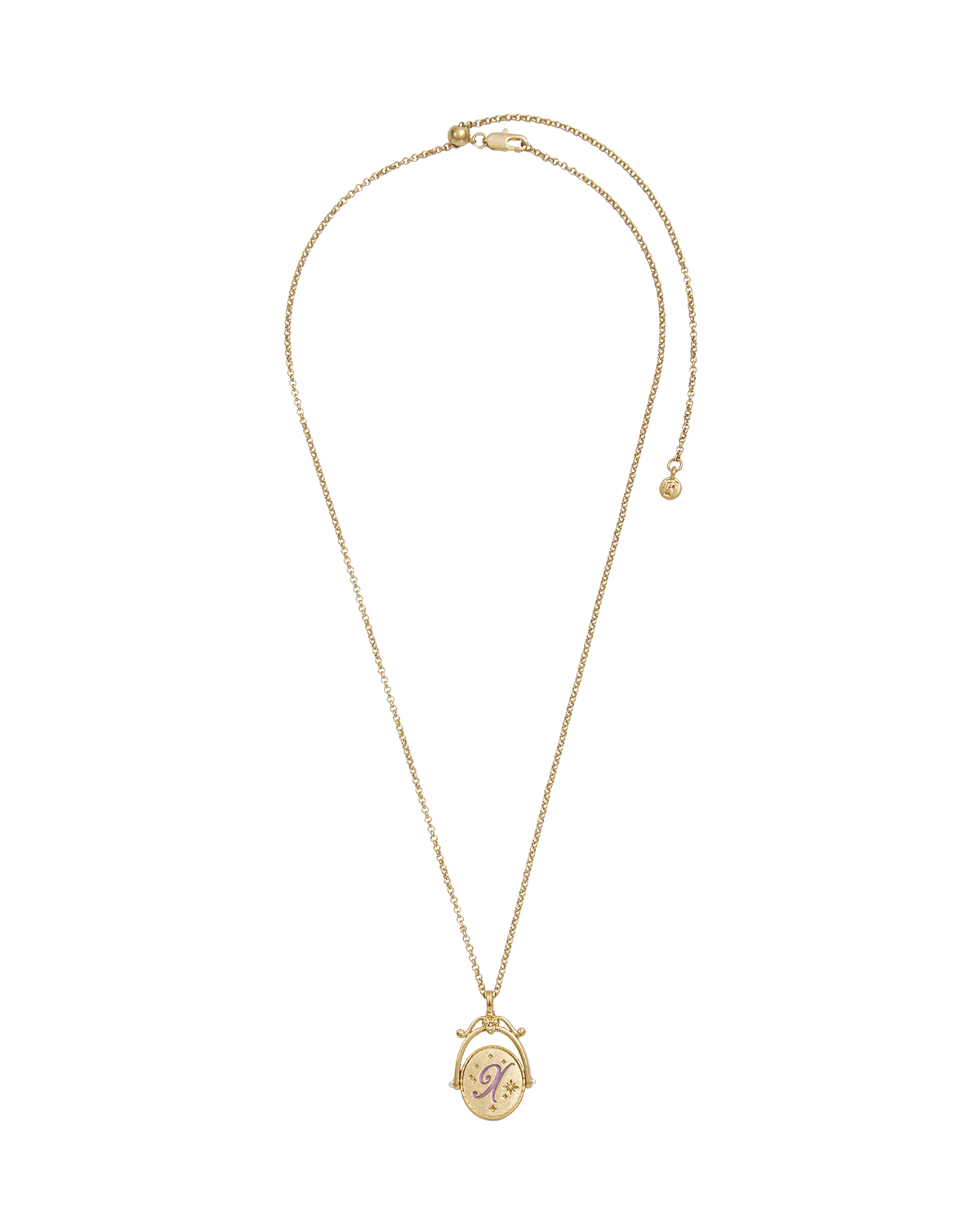 X Initial Xeranthemum Gold Spinner Necklace - Image 5