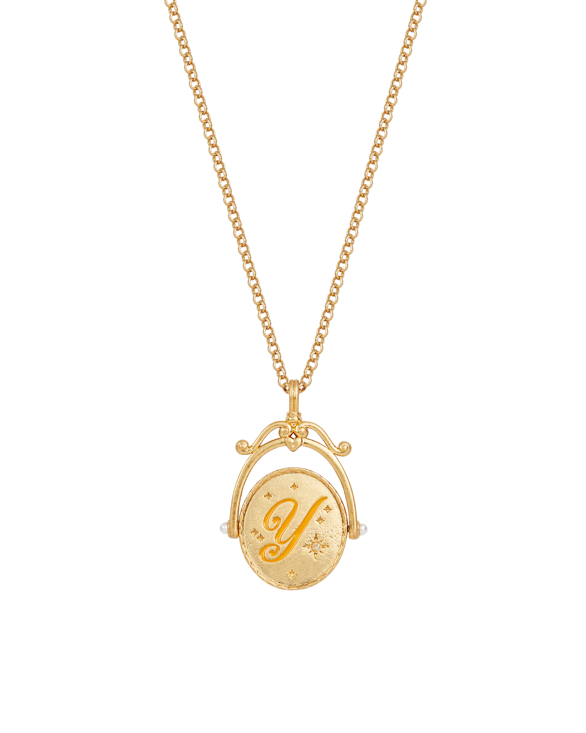 Y Initial Yarrow Gold Spinner Necklace - Image 4