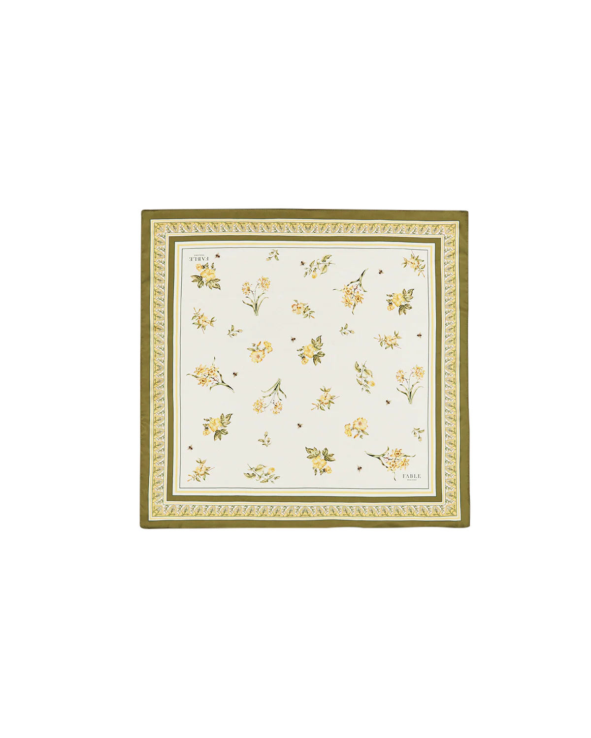 Yellow Nouveau Floral Square Scarf